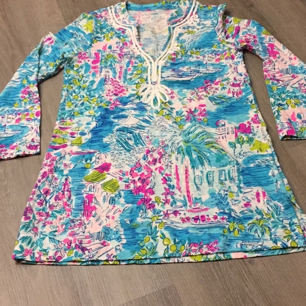 NWT Lilly Pulitzer Kaia knit tunic in XS Postcards from Positano print